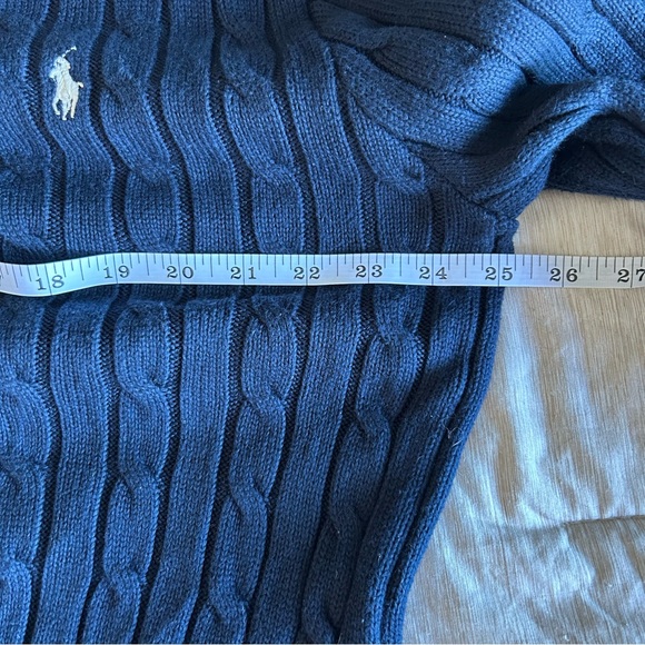 Ralph Lauren Men's 100% Cotton Cable Knit Navy Dark Blue Preppy Crewneck Sweater - Picture 5 of 7